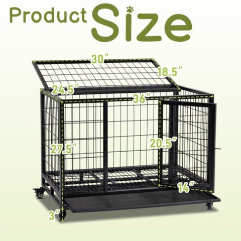 ZUN Dog Crate Dog Cage Dog Kennel for Large Dogs, Heavy Duty 36 in Pet Playpen for Training Indoor 25996748