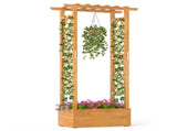 60" Tall Elevated Wooden Garden Bed, 44 LBS Roof Capacity Planter Box with 2 Side Trellises for 56109698