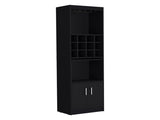 Pisek Bar Cabinet 5-Tier, Wine Cabinet, Liquor Cabinet, 12 Bottle Cubbies, 5 Shelves, Black B097P199747