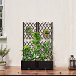 ZUN Wicker Trellis Planter, Outdoor Raised Garden Bed with Drainage Holes, Free-Standing Trellis Planter 49413812