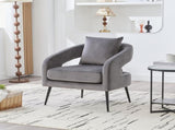 Modern Upholstered Velvet Open Back Accent Chair Barrel Dining Chair with Metal Legs, Cozy Round W3118P312816