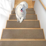 15-Piece Pack of Flax Anti-Slip Stair Mats Pet-Friendly Quiet Pads Adhesive-Backed Anti-Slip 57096506