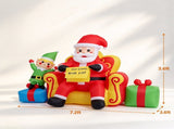 7.2 FT Inflatable Christmas Sitting Santa on Sofa with Elf & Gift Boxes, Built-in LED Lights Blow Up 20780674