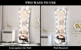 Hollywood Full Length Mirror with Lights Full Body Vanity Mirror with 3 Color Modes Lighted Standing W708P235365