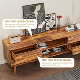 ZUN 63 Inch TV Stand Features Vintage-style and Bevel Design, TV Stand with Drawers, Entertainment W578P193297