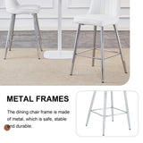 ZUN Modern White PU Bar Stool - Silver Metal Legs with Cross Reinforcement.White,Silver Metal Legs,Bar W1151P211983