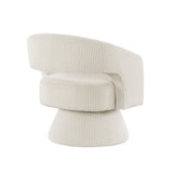Modern Luxurious Swivel Accent Chair Beige Soft Corduroy Plush Seating Solid Wood Stylish Home B011P256230