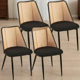 ZUN Black Rattan Dining Chairs Set of 4,Boucle Chairs with Natural Cane Back, Upholstered Dining Room W1164P218675