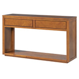 TREXM 55" Console Table, Rustic Wooden Entryway Table with Storage Drawers and Open Shelf, Elegant N715P235096H
