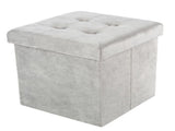 15-inch Velvet Tufted Storage Ottoman, Footrest, or Linen Chest Gray 29773977