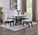2pc Contemporary Upholstered Side Chair White Textured Fabric Upholstered High Back Cushioned Seat B011P241349