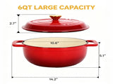 6-Quart Cast Iron Enamel Pot Includes Two Cloth Mitts and a Cloth Trivet 03268984