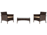 2pcs Arm Chairs 1pc Love Seat & Tempered Glass Coffee Table Rattan Sofa Set Brown GradientSAME AS 74145921