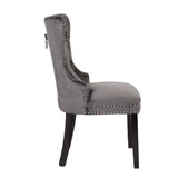 Erica 2 Piece Wood Legs Dinning Chair Finish with Velvet Fabric in Dark Gray 808857749369