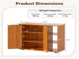 Adjustable Shelf Shoe Cabinet, 2-Door Enclosed 3-Tier Open Storage Organizer for Entryway-Natural 76717019