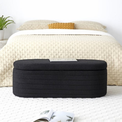 ZUN Modern End of Bed Bench with Storage Upholstered Sherpa Fabric Large Storage Bench Ottoman Shoe W1117P176454