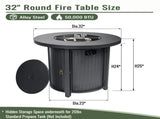 32" Propane Gas Fire Pit Table, 50000 BTU Round Steel Fire Pit for Outside Patio Deck Garden 60018684