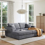 Goliath 86" Oversized Double Chaise Lounge Sofa Bed Carbon Gray Corduroy B2719P318951
