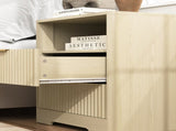 Nightstand with Charging Station, Smart Nightstand with Night Light,Bedside Tables with Storage W1321P399415