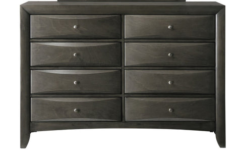 ZUN 1Pc Contemporary 8 Drawer Dresser Gray Finish Solid Wood Wooden Bedroom Furniture B011P216695