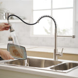 Commercial Brushed Nickel Kitchen Faucet with Pull Out Sprayer, Single Handle Single Lever Kitchen W1932P172337