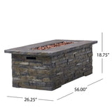 ZUN Outdoor Patio Concrete Fire table, Rectangle Gas Burning 56-Inch Fire Pit - 50, 000 BTU, Stone 43807769