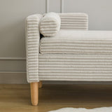 65.35"Wide Corduroy Storage Soft Bench with Armrests, Backrest and Two bolster Pillows for Living W3118P254211
