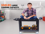 Functional Service Trolley, Dual-Shelf 550LBS Robust Plastic Mobile Utility Cart with 360&deg 66678385