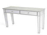 2-Drawer Modern Style Computer Desk MDF Mirror Dressing Table 41.34*14.17*29.92in Silver 20041473