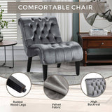 COOLMORE Modern Velvet Armless Accent Living Room Chair / Leisure Chair,Upholstered Fabric Button W39550130