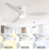 ZUN 52 Inch Indoor Outdoor Ceiling Fan Solid Wood Fan Blade Noiseless Reversible Motor Remote Control W934P147089