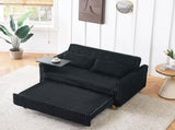 The pull-out push-in black corduroy sofa with dual functions, equipped with a movable tabletop W1278P248131