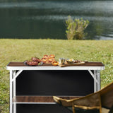 Portable Folding Bar Table with Shelf, Tradeshow Podium Table with Black Skirt and Carrying Bag, for 74020980