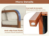 Comfy Armchair with Removable Cushions & Lumbar Pillow, Ergonomic Accent Chair Support 400 lbs-White 10140023