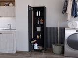 Black 1-Door Cabinet with 3 Broom Hangers B062P205244
