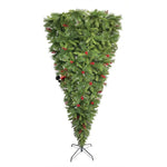 ZUN GO 7.5 FT Upside Down Christmas Tree with Berries and Santa's Legs, PVC Pine Needles, PX283443AAA