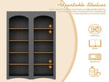 ON-TREND Free Standing 5 Tier Bookshelves, Bookcases Set of 2, Farmhouse Two-Tone Storage Cabinet N721P245734E
