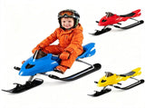 2-in-1 Kids Snow Racer Sled with Tow Rope, 30&deg Steering & Dual Foot Brakes Downhill Ski Sled, 92078190