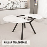 47-63" expandable circular dining tables , equipped with 6 PU fabric thick cushioned dining chairs 28870621