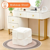 Square Ottoman Foot Stool Corduroy Vanity Chair Bench with Padded Woven Footrest for Entryway Living 73016618