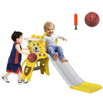 ZUN Yellow Toddler Slide for Indoors with Basketball Hoop 04628273