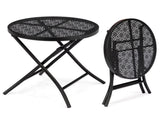 18 inch Folding Side Table, Metal Steel Outdoor Round Coffee Table with Flower Cutouts for 23715014
