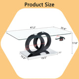 Modern Style Glass Top MDF Coffee Table Black Base, Suitable for Living Rooms and Lounge Areas, W3226P279046