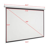 ZUN 100 INCH 4:3 Manual Projector Screen Matte White 65870669