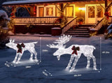 2pcs 4ft 30V 3.6W Moose Family 200LED Leather String Light Garden Moose Decoration White 86536060
