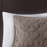 3 Piece Velvet Quilt Set Taupe King/Cal King B03597474