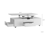 Modern Lift-Up Coffee Table with 2 Stools Set for Living Room Expandable Hidden Storage Drawers 54425820