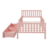 Twin Size Wood Platform Bed with Guardrails on Both Sides and Two Storage Drawers ,Pink N733P172696H