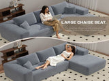 Gray Modular Corduroy Sectional Sofa with Chaise Lounge, All-Foam Deep Seat Couch, Soft Wide-Wale 61332137