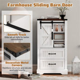 White Farmhouse Accent Cabinet - Barn Door 2 Drawers Adjustable Shelves 21927553